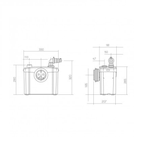 Triturador para uso doméstico Mod: SANITOP para un inodoro y lavamanos